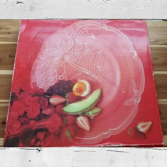 Makasa Crystal Holiday Bells Platter 14.75" RC197/516 Christmas Hostess Dish. - Picture 2 of 12